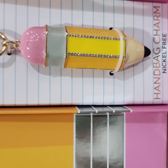 🔹️True To form Yellow and Pink Pencil Handbag Charm Key Chain  ✨️✏️ - Picture 3 of 5